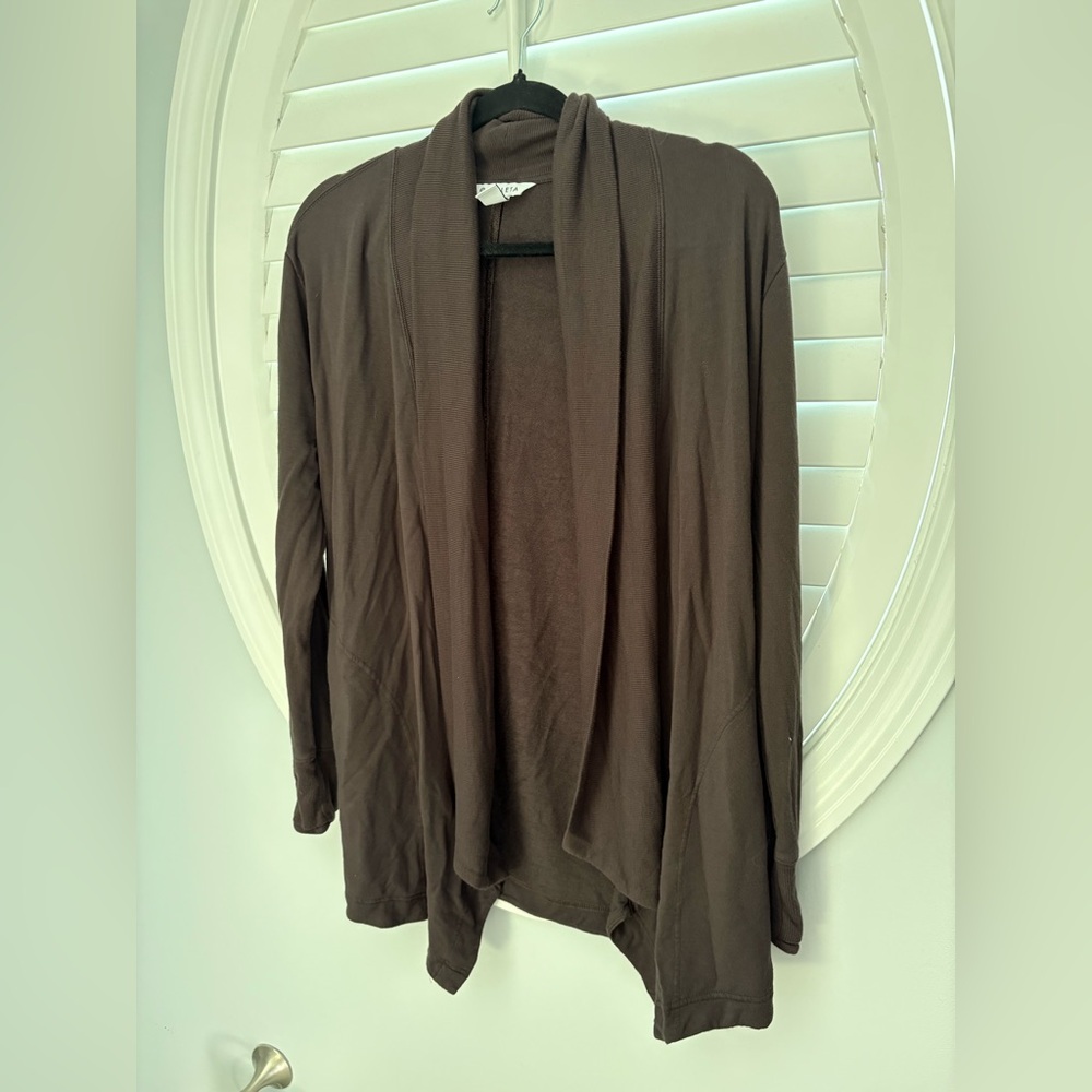 Athleta Pranayama Restore Wrap, a lightweight, open-front cardigan, brown sz S - Picture 2 of 9